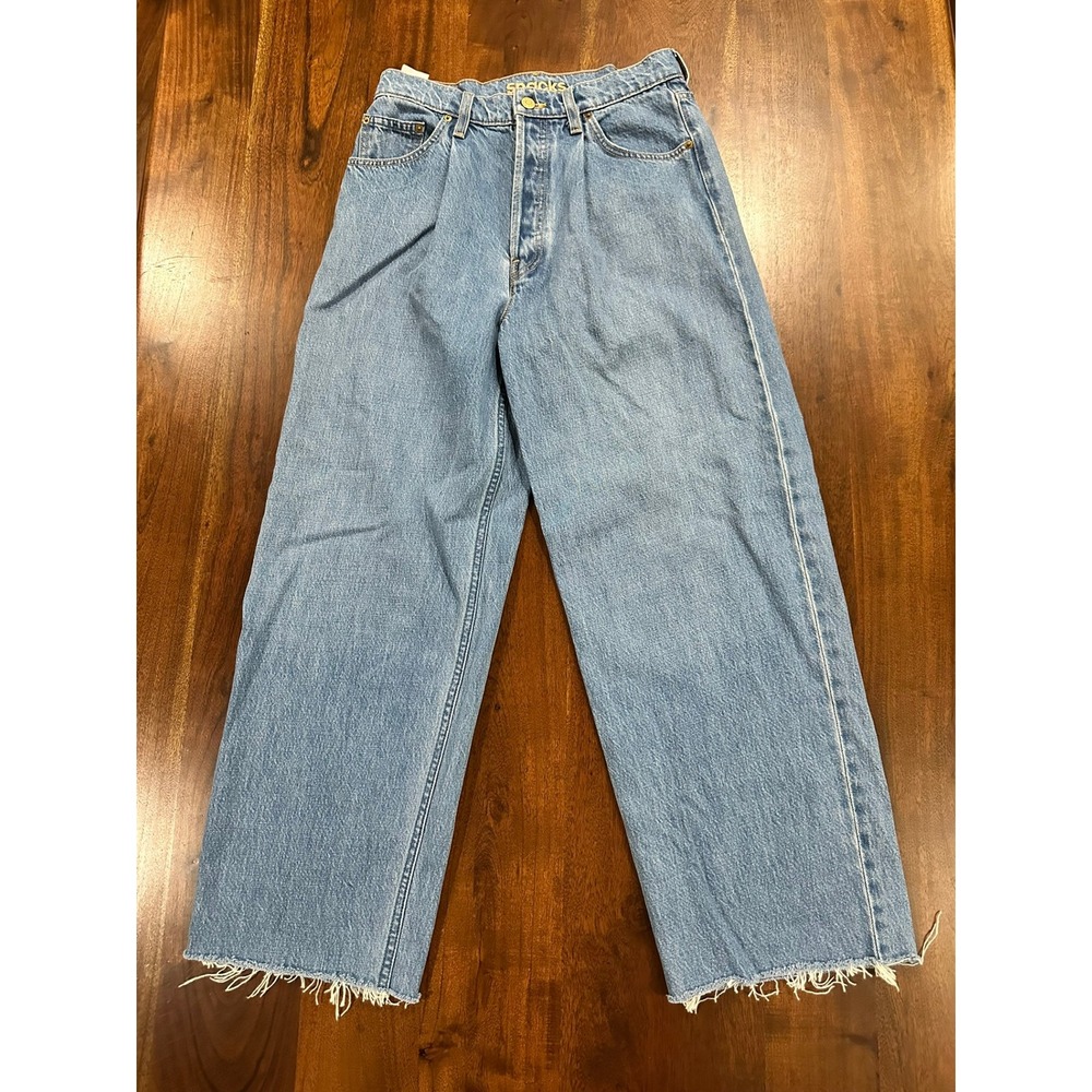 MOTHER SNACKS Double Stack Ankle High Rise Straight Jeans Light Wash Size 26